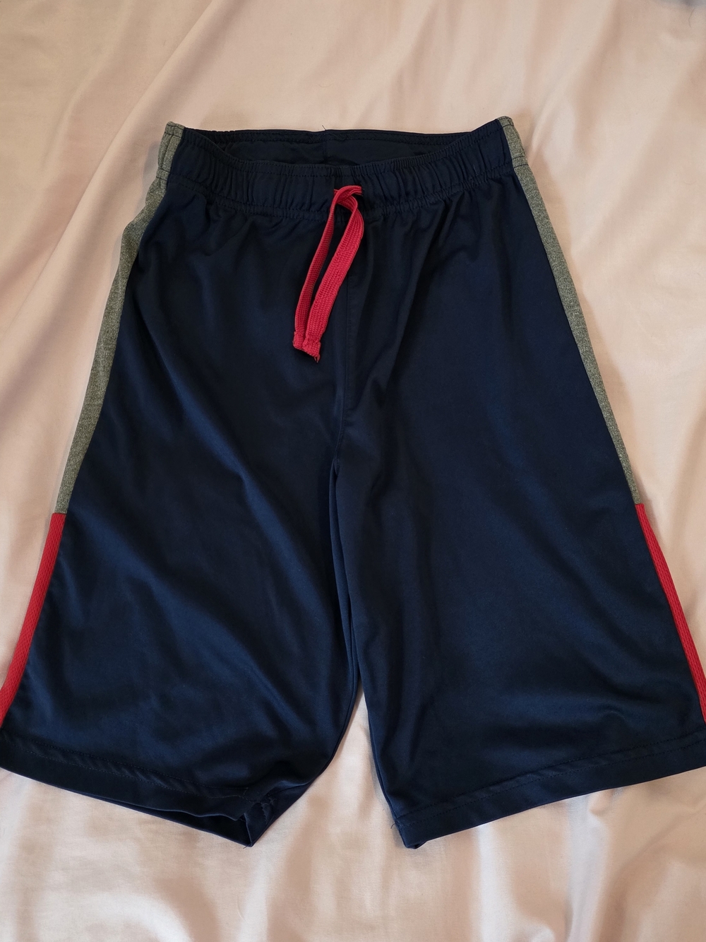 Boy's Navy Athletic Shorts with Red Accent